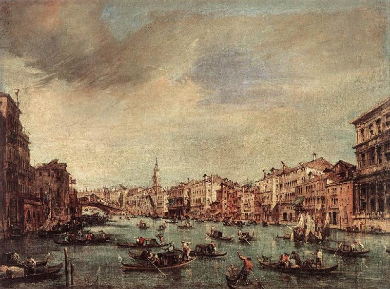 The Grand Canal, Looking toward the Rialto Bridge sg, GUARDI, Francesco